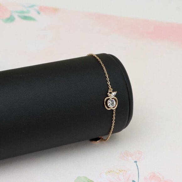 "Sparkling Apple Charm Rose Gold Bracelet with Adjustable Fit, XPBL0851 - Picture 7 of 12